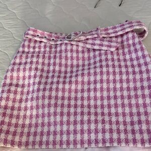 MAJORELLE Pink and White Checkered Mini Skirt